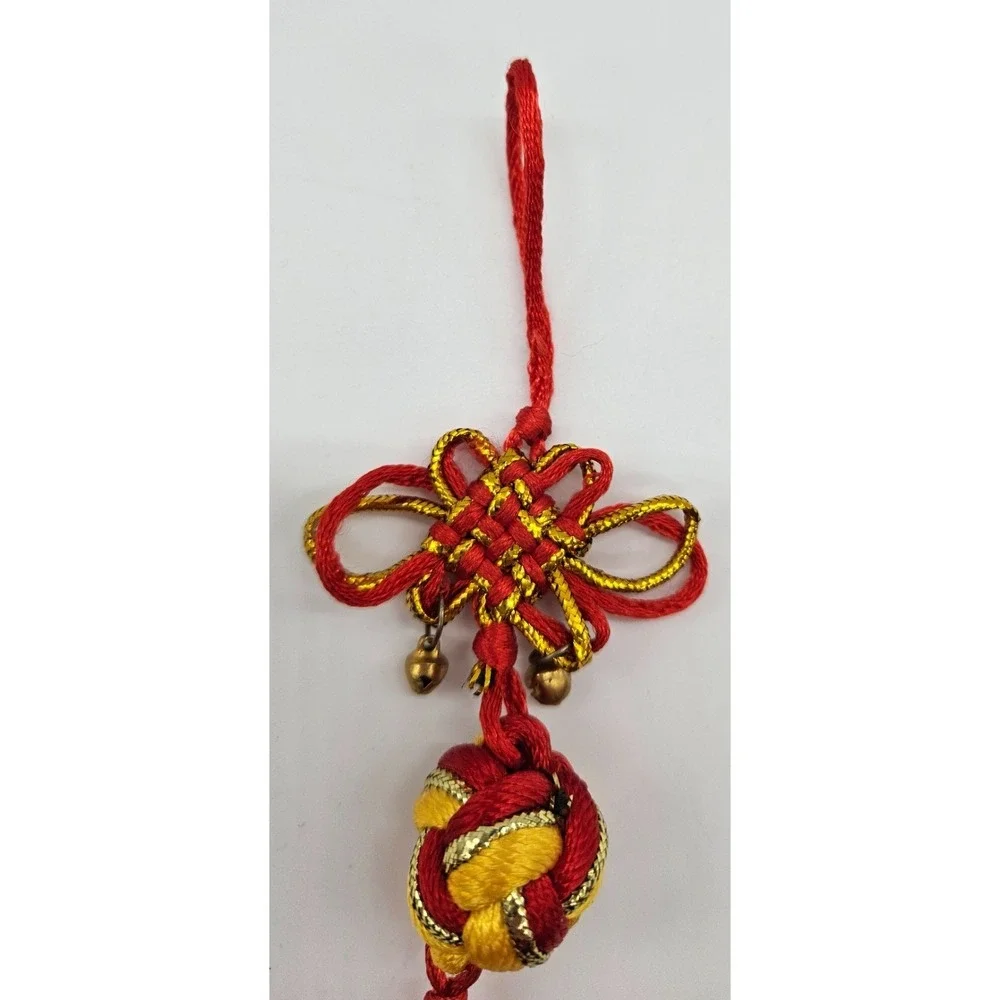 Chinese Knot Tassel Ornament Red Gold‎ Bells Lunar New Year Good Luck Charm 11in